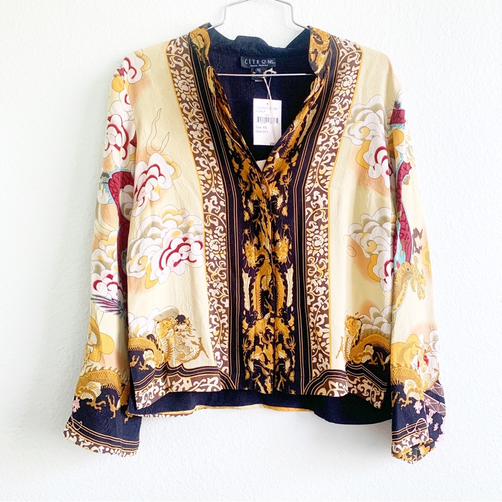 CITRON of Santa Monica reversible long sleeve kimono style light jacket XS NWT